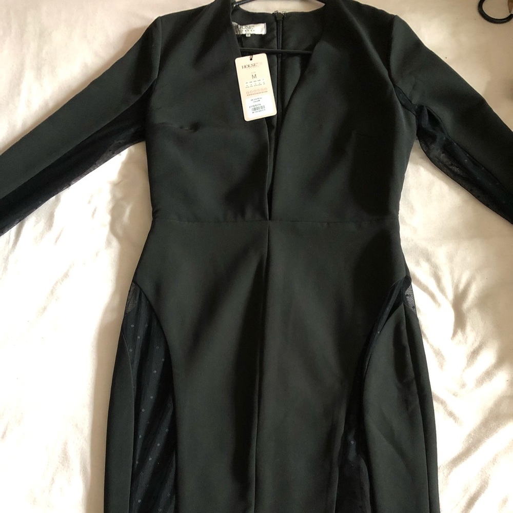 House of CB Black deep v dress (size M)